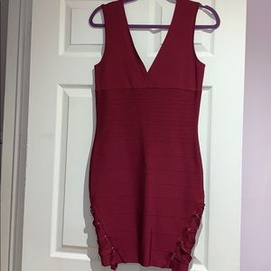 Bebe bandage cranberry red dress